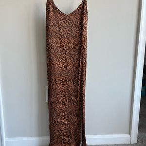 &OtherStories Camel Colored Dotted Cocktail Dress